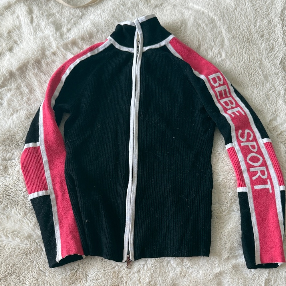 Bebe Sport Black and White Knit Jacket